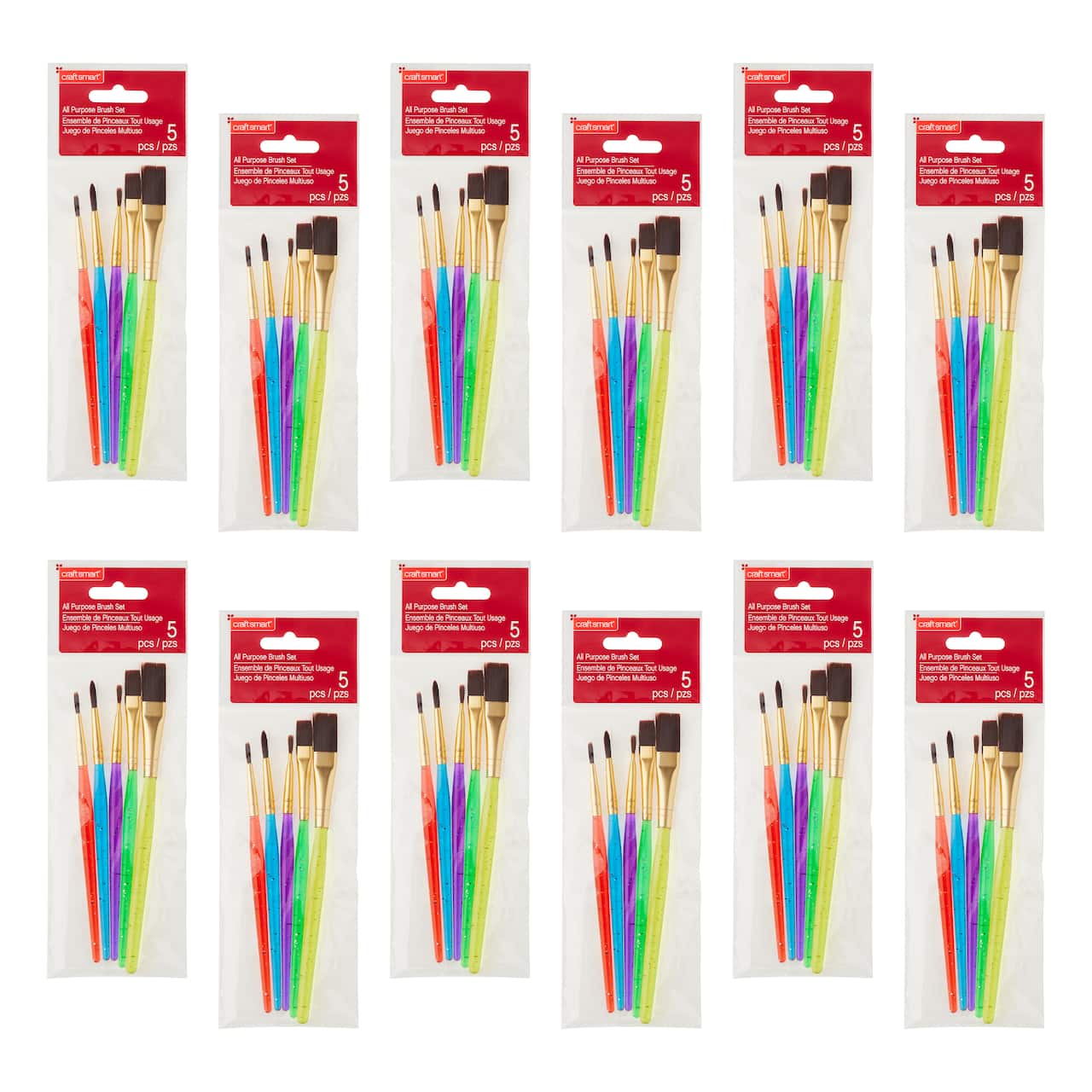 12 Packs: 5 ct. (60 total) All-Purpose Brush Set by Craft Smart®